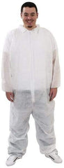 PRO-SAFE - Size 3XL Polypropylene General Purpose Coveralls - White, Zipper Closure, Elastic Cuffs, Elastic Ankles, Serged Seams, ISO Class 7 - Industrial Tool & Supply