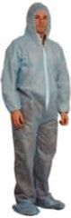 PRO-SAFE - Size M Polypropylene General Purpose Coveralls - Blue, Zipper Closure, Elastic Cuffs, Open Ankles, Serged Seams, ISO Class 7 - Industrial Tool & Supply