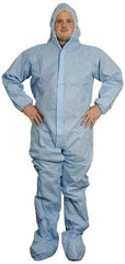 PRO-SAFE - Size 4XL SMS General Purpose Coveralls - Blue, Zipper Closure, Elastic Cuffs, Open Ankles, Serged Seams, ISO Class 6 - Industrial Tool & Supply