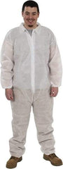 PRO-SAFE - Size M Polypropylene General Purpose Coveralls - White, Zipper Closure, Elastic Cuffs, Elastic Ankles, Serged Seams, ISO Class 7 - Industrial Tool & Supply