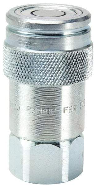 Parker - 9/16-18 SAE Steel Hydraulic Hose Female Pipe Thread Coupler & No Lock Fitting - 4,568 psi - Industrial Tool & Supply