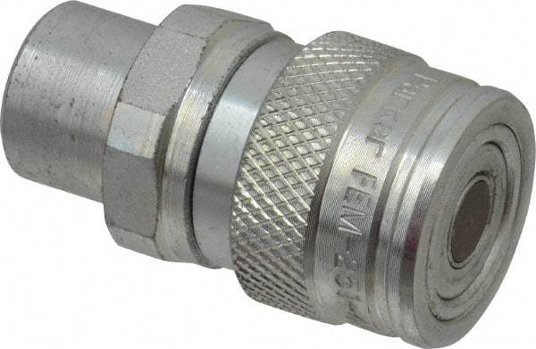 Parker - 1/4-18 NPSF Steel Hydraulic Hose Female Pipe Thread Coupler & No Lock Fitting - 4,568 psi - Industrial Tool & Supply