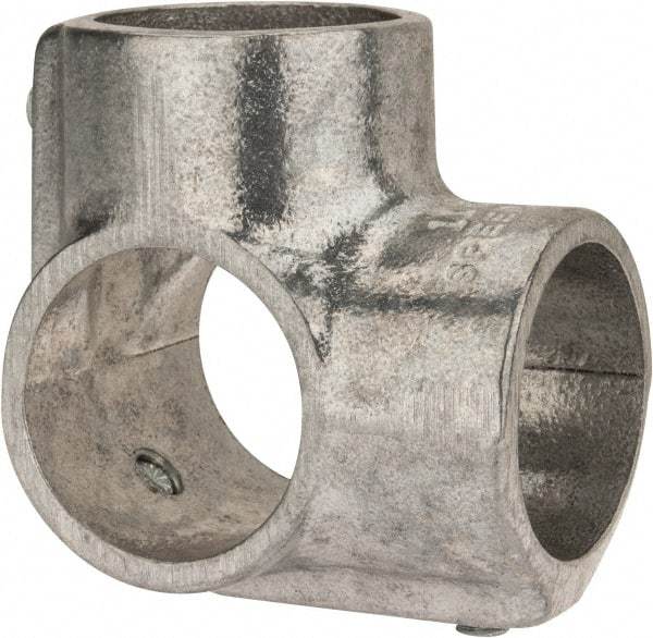 Hollaender - 1-1/4" Pipe, Side Outlet Tee-E, Aluminum Alloy Tee Pipe Rail Fitting - Bright Finish - Industrial Tool & Supply