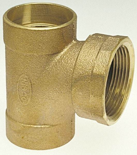 NIBCO - 1-1/2", Cast Copper Drain, Waste & Vent Pipe Tee - C x C x F - Industrial Tool & Supply