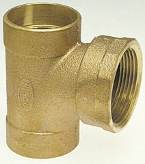 NIBCO - 1-1/2", Cast Copper Drain, Waste & Vent Pipe Tee - C x C x F - Industrial Tool & Supply