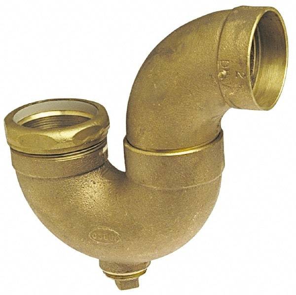 NIBCO - 2", Cast Copper Drain, Waste & Vent Pipe P Trap with CO - C x SJ with Plug - Industrial Tool & Supply
