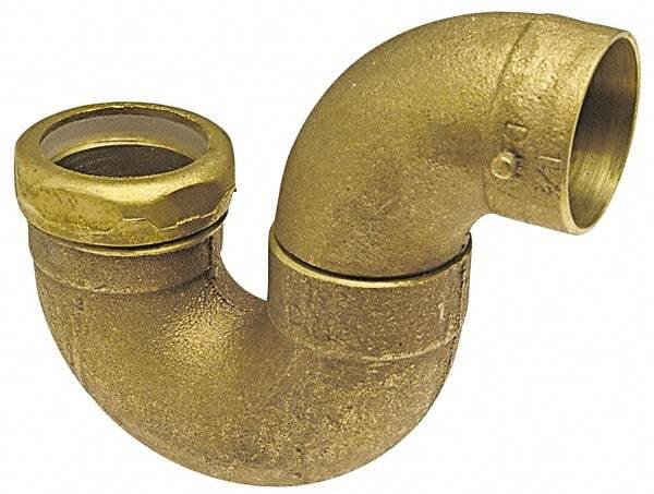 NIBCO - 1-1/2", Cast Copper Drain, Waste & Vent Pipe P Trap - C x SJ - Industrial Tool & Supply