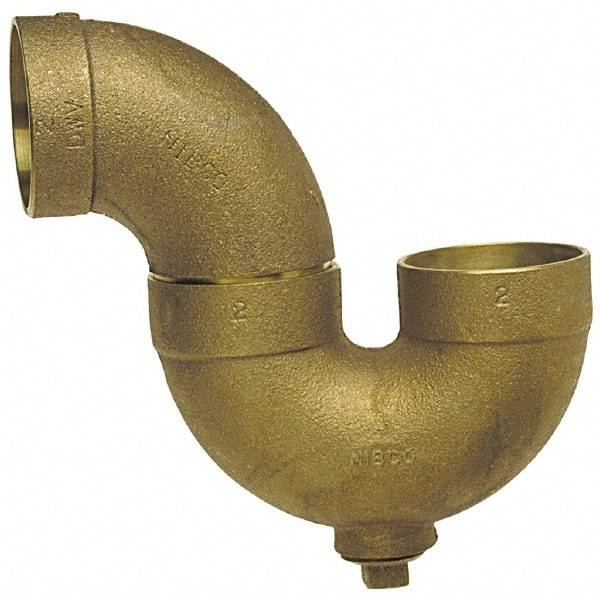 NIBCO - 2", Cast Copper Drain, Waste & Vent Pipe P Trap with CO - C x C with Plugs - Industrial Tool & Supply