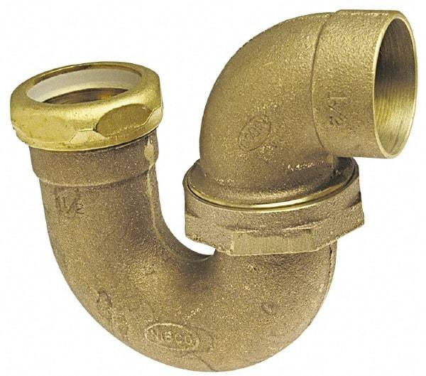 NIBCO - 1-1/2", Cast Copper Drain, Waste & Vent Pipe P Trap with Union Joint - C x SJ - Industrial Tool & Supply