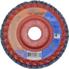 Norton - 40 Grit, 4-1/2" Disc Diam, 7/8" Center Hole, Type 27 Ceramic Flap Disc - 13,000 Max RPM, Plastic Backing, Arbor Attaching System, Coated - Industrial Tool & Supply