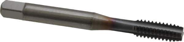 OSG - 1/4-20 UNC 2B 4 Flute TiCN Finish Powdered Metal Straight Flute Machine Tap - Modified Bottoming, Right Hand Thread, 2-1/2" OAL, 1" Thread Length, H5 Limit, Oversize - Exact Industrial Supply