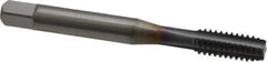 OSG - 1/4-20 UNC 2B 4 Flute TiCN Finish Powdered Metal Straight Flute Machine Tap - Modified Bottoming, Right Hand Thread, 2-1/2" OAL, 1" Thread Length, H5 Limit, Oversize - Exact Industrial Supply