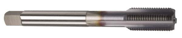 OSG - 7/16-14 UNC 4 Flute TiCN Finish Powdered Metal Straight Flute Machine Tap - Bottoming, Right Hand Thread, 3-5/32" OAL, 1-7/16" Thread Length, H5 Limit, Oversize - Exact Industrial Supply