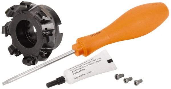 Kennametal - 101.6mm Cut Diam, 8mm Max Depth, 1-1/4" Arbor Hole, 8 Inserts, RP.T 1605... Insert Style, Indexable Copy Face Mill - BMD400 Cutter Style, 16,600 Max RPM, 2 High, Through Coolant, Series KSRM - Industrial Tool & Supply