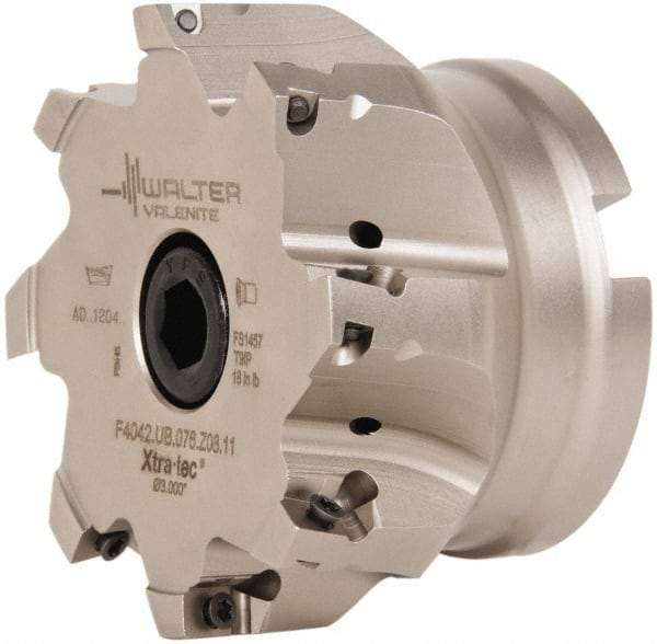 Walter - 8 Inserts, 4" Cut Diam, 1-1/2" Arbor Diam, 0.591" Max Depth of Cut, Indexable Square-Shoulder Face Mill - 0/90° Lead Angle, 2.48" High, AD.T 1606.. Insert Compatibility, Series F4042 - Industrial Tool & Supply