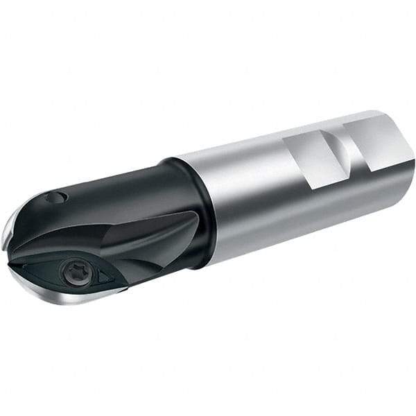 Walter - 3/4" Cut Diam, 0.59" Max Depth of Cut, 3/4" Shank Diam, 3.41" OAL, Indexable Ball Nose End Mill - 1.38" Head Length, Straight Shank, F2339 Toolholder, XDMT 16T3095 R Insert - Industrial Tool & Supply