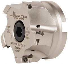 Walter - 5 Inserts, 4" Cut Diam, 1-1/4" Arbor Diam, 0.591" Max Depth of Cut, Indexable Square-Shoulder Face Mill - 0/90° Lead Angle, 1.969" High, AD.T 1606.. Insert Compatibility, Series F4042 - Industrial Tool & Supply