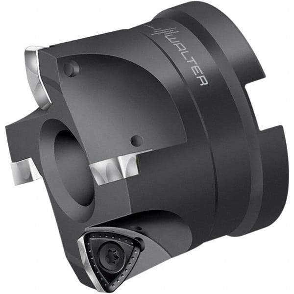 Walter - 50.8mm Cut Diam, 19.05mm Arbor Hole, 1.5mm Max Depth of Cut, Indexable Chamfer & Angle Face Mill - 5 Inserts, P 2633.- R14 Insert, Right Hand Cut, Through Coolant, Series F2330 - Industrial Tool & Supply