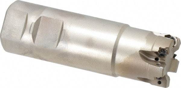 Seco - 1-1/4" Cut Diam, 0.157" Max Depth of Cut, 1-1/4" Shank Diam, 4" OAL, Indexable Square Shoulder End Mill - XNEX 04.. Inserts, Weldon Shank, 90° Lead Angle, Through Coolant, Series R217.96 - Industrial Tool & Supply