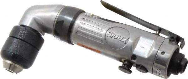 Sioux Tools - 3/8" Reversible Keyless Chuck - Right Angle Handle, 1,200 RPM, 10 CFM, 0.33 hp - Industrial Tool & Supply