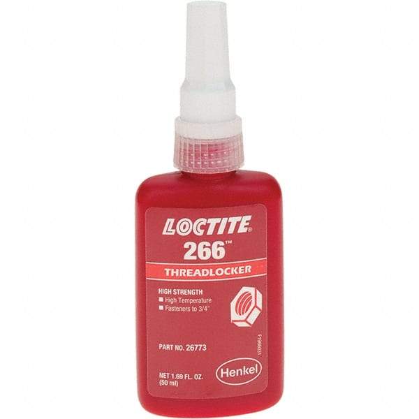 Loctite - 50 mL, Red, High Strength Threadlocker - Series 266 - Industrial Tool & Supply