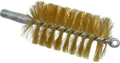 Schaefer Brush - 4-1/2" Brush Length, 2-1/2" Diam, Double Stem, Single Spiral Tube Brush - 8" Long, Brass, 1/4" NPSM Male Connection - Industrial Tool & Supply