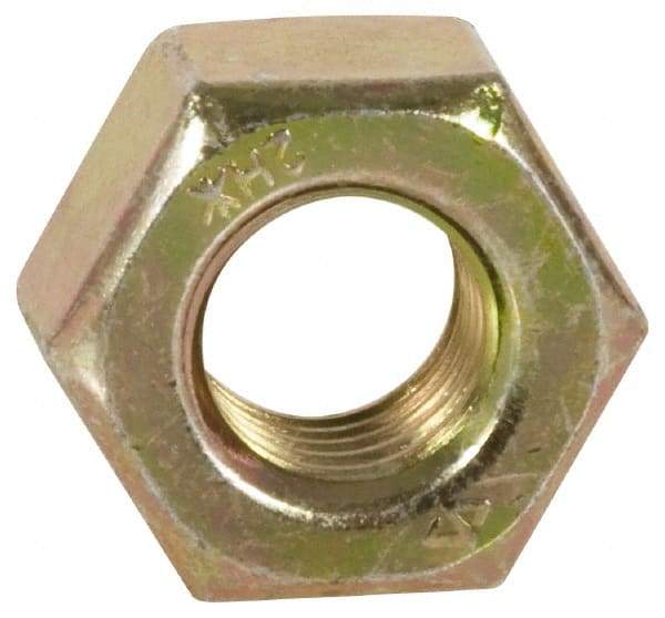 Value Collection - 1-8 UNC Steel Right Hand Heavy Hex Nut - 1-5/8" Across Flats, 63/64" High, Zinc Yellow Dichromate Finish - Industrial Tool & Supply
