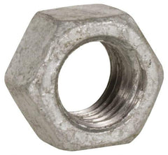 Value Collection - 1-3/8 - 6 UNC Steel Right Hand Heavy Hex Nut - 2-3/16" Across Flats, 1-11/32" High, Hot Dipped Galvanized Finish - Industrial Tool & Supply