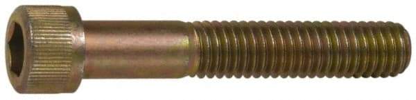 Made in USA - 5/16-18 UNC Hex Socket Drive, Socket Cap Screw - Grade 4037 Alloy Steel, Yellow Cadmium-Plated Finish, Partially Threaded, 2-1/2" Length Under Head - Industrial Tool & Supply