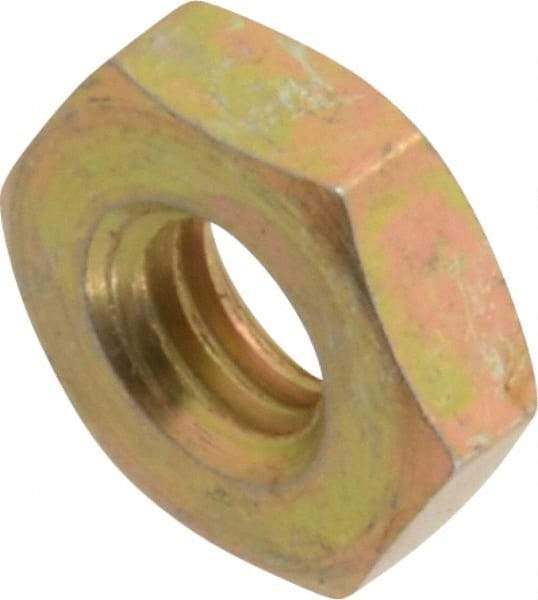 Made in USA - #10-32 UN Steel Right Hand Machine Screw Hex Nut - 11/32" Across Flats, 0.13" High, Cadmium-Plated Finish - Industrial Tool & Supply