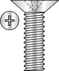 Made in USA - #8-32 UNC, 1-1/2" OAL Phillips Drive Machine Screw - Flat Head, Grade 3 Steel, Yellow Cadmium-Plated Finish, Without Washer - Industrial Tool & Supply