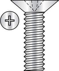 Made in USA - #8-32 UNC, 1/2" OAL Phillips Drive Machine Screw - Flat Head, Grade 3 Steel, Yellow Cadmium-Plated Finish, Without Washer - Industrial Tool & Supply