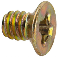 Made in USA - #2-56 UNC, 1/8" OAL Phillips Drive Machine Screw - Flat Head, Grade 3 Steel, Yellow Cadmium-Plated Finish, Without Washer - Industrial Tool & Supply
