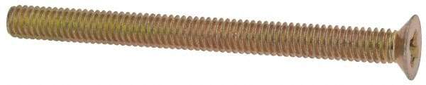 Made in USA - #4-48 UNF, 1-3/8" OAL Phillips Drive Machine Screw - Flat Head, Grade 3 Steel, Yellow Cadmium-Plated Finish, Without Washer - Industrial Tool & Supply