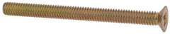 Made in USA - #4-48 UNF, 1-3/8" OAL Phillips Drive Machine Screw - Flat Head, Grade 3 Steel, Yellow Cadmium-Plated Finish, Without Washer - Industrial Tool & Supply