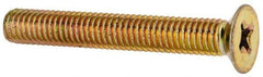 Made in USA - #10-32 UNF, 1-3/8" OAL Phillips Drive Machine Screw - Flat Head, Grade 3 Steel, Yellow Cadmium-Plated Finish, Without Washer - Industrial Tool & Supply