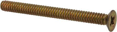 Made in USA - #6-32 UNC, 1-1/2" OAL Phillips Drive Machine Screw - Flat Head, Grade 3 Steel, Yellow Cadmium-Plated Finish, Without Washer - Industrial Tool & Supply