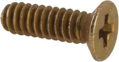 Made in USA - #4-40 UNC, 3/8" OAL Phillips Drive Machine Screw - Flat Head, Grade 3 Steel, Yellow Cadmium-Plated Finish, Without Washer - Industrial Tool & Supply