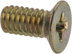 Value Collection - #8-32 UNC, 3/8" OAL Phillips Drive Machine Screw - Flat Head, Grade 3 Steel, Yellow Cadmium-Plated Finish, Without Washer - Industrial Tool & Supply