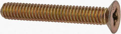 Made in USA - #8-32 UNC, 1-3/16" OAL Phillips Drive Machine Screw - Flat Head, Grade 3 Steel, Yellow Cadmium-Plated Finish, Without Washer - Industrial Tool & Supply
