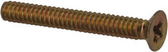 Made in USA - #4-40 UNC, 7/8" OAL Phillips Drive Machine Screw - Flat Head, Grade 3 Steel, Yellow Cadmium-Plated Finish, Without Washer - Industrial Tool & Supply