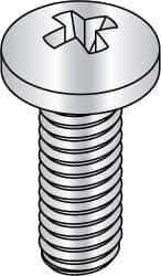 Made in USA - #2-56 UNC, 1/2" Length Under Head Phillips Drive Machine Screw - Pan Head, Grade 3 Steel, Yellow Cadmium-Plated Finish, Without Washer - Industrial Tool & Supply