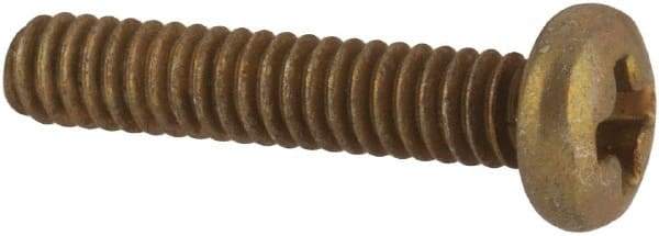 Made in USA - #2-56 UNC, 7/16" Length Under Head Phillips Drive Machine Screw - Pan Head, Grade 3 Steel, Yellow Cadmium-Plated Finish, Without Washer - Industrial Tool & Supply