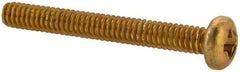 Made in USA - #2-56 UNC, 3/4" Length Under Head Phillips Drive Machine Screw - Pan Head, Grade 3 Steel, Yellow Cadmium-Plated Finish, Without Washer - Industrial Tool & Supply