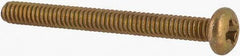 Made in USA - #2-56 UNC, 7/8" Length Under Head Phillips Drive Machine Screw - Pan Head, Grade 3 Steel, Yellow Cadmium-Plated Finish, Without Washer - Industrial Tool & Supply
