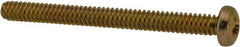 Made in USA - #4-40 UNC, 1-1/4" Length Under Head Phillips Drive Machine Screw - Pan Head, Grade 3 Steel, Yellow Cadmium-Plated Finish, Without Washer - Industrial Tool & Supply