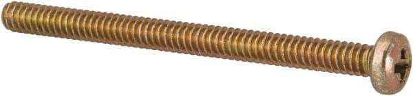 Made in USA - #4-40 UNC, 1-1/2" Length Under Head Phillips Drive Machine Screw - Pan Head, Grade 3 Steel, Yellow Cadmium-Plated Finish, Without Washer - Industrial Tool & Supply