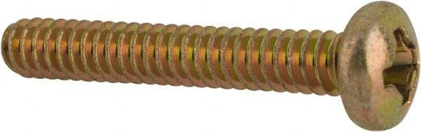 Made in USA - #6-32 UNC, 7/8" Length Under Head Phillips Drive Machine Screw - Pan Head, Grade 3 Steel, Yellow Cadmium-Plated Finish, Without Washer - Industrial Tool & Supply