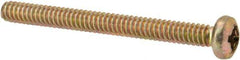 Made in USA - #6-32 UNC, 1-1/2" Length Under Head Phillips Drive Machine Screw - Pan Head, Grade 3 Steel, Yellow Cadmium-Plated Finish, Without Washer - Industrial Tool & Supply
