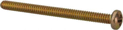 Made in USA - #6-32 UNC, 1-3/4" Length Under Head Phillips Drive Machine Screw - Pan Head, Grade 3 Steel, Yellow Cadmium-Plated Finish, Without Washer - Industrial Tool & Supply